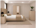 Modern Bedroom Essentials - Double Bed - 2 Door Mirror Wardrobe - Five Drawer Chest - Two Bedside Tables - Image 5