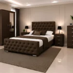 Complete Bedroom Storage Solution - Double Bed - 2 Door Mirror Wardrobe - Five Drawer Chest - Two Bedside Tables