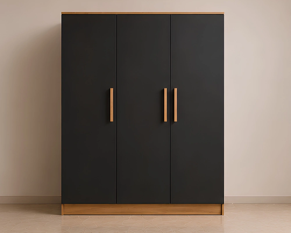 Contemporary Black 3 Door Storage Wardrobe 3 Door Wardrobe - 3 Door Wardrobe with Spacious Storage - Image 1