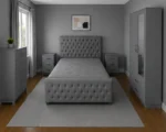 Classic King Size Bed Furniture Set - Two Door Wardrobe With One Mirror - Chest of Five Drawers With Two Bed Side Table - Image 5