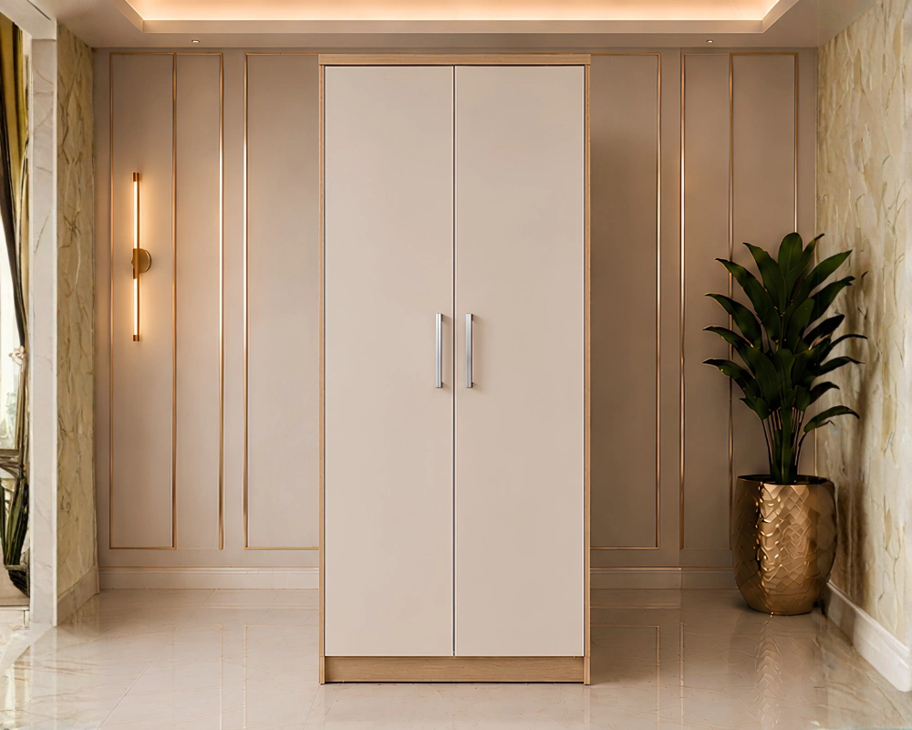 Designer Double Door Cabinet (13) Modern Living Two Door Wardrobe - Elegant Home Double Door Wardrobe - Image 1