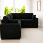 Black Dylan 5-Seater L-Shaped Corner Sofa - Elegant sofa 5 seater