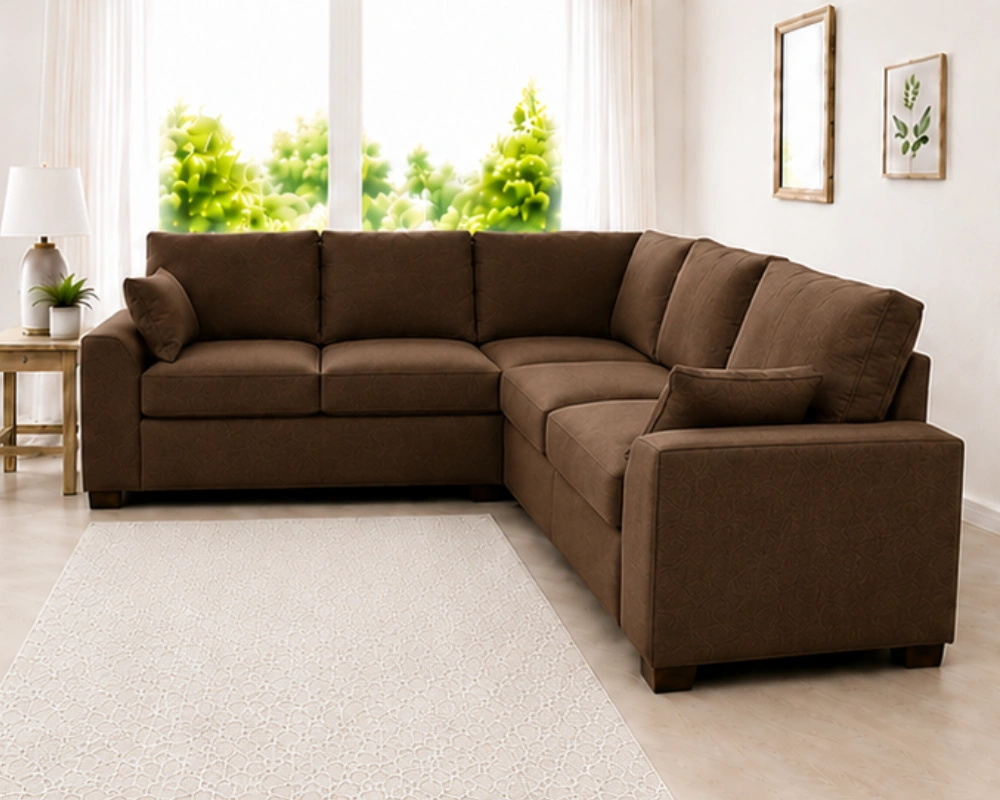 Dylan Sofa UK Comfortable Living Room Seating Dylan 5-Seater Modern Corner Sofa - Brown Color - Image 1