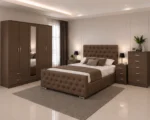 The Ultimate Bedroom Set With Five Door Wardrobe With One Long Mirror - Chest of Five Drawers With Two Bed Side Table
