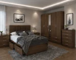 Luxury Bedroom Suite – Double Bed with Five Door Wardrobe, Full Length Mirror & Four Bottom Drawers – Chest of Five Drawers and Two Bed Side Tables - Image 5
