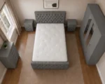 Double Bed Furniture Set - Four Door Wardrobe With Two Mirrors And Four Bottom Drawers - Chest of Five Drawers With Two Bed Side Tables - Image 2