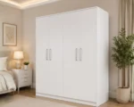 Modern White 4 Door Wardrobe – Spacious Bedroom Storage Cabinet - Image 3