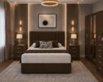 Contemporary King Size Bedroom Set with 6 Door Mirror Wardrobe and Storage Bed - Bedside Table - Chest of Drawers