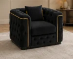 Madrid Black Armchair – Luxury Chesterfield Accent Chair with Gold Accents | UK - Image 6
