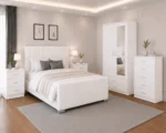 King Size Bed Bedroom Furniture Collection - Two Door Wardrobe With One Mirror - Chest of Five Drawers With Two Bed Side Table - Image 4