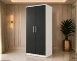 Modern Black 2 Door Wardrobe -  Contemporary Bedroom Storage Cabinet - Image 3