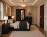 Double Bed Interior Furniture Set - Two Door Mirror Wardrobe - Chest of Five Drawers - Two Bedside Tables - Image 3