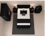 Premium Double Bed Collection - 2 Door Mirror Wardrobe With Bottom Drawer - Five Drawer Chest - Two Bedside Tables - Image 2