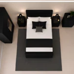 Double Bed Home Collection - Two Door Mirror Wardrobe With Bottom Drawer - Chest of Five Drawers - Two Bedside Tables