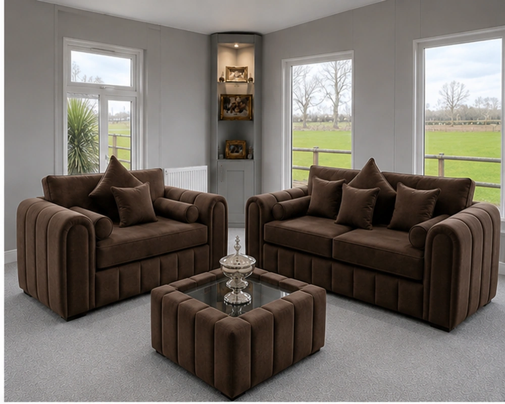 Lilly 3+2 Seater Sofa – Luxury Comfort & Modern Style Brown Lilly 3+2 Sofa Set - Luxury Lilly 3+2 Sofa Set - Lilly Luxury 3+2 Seater Sofa Set – Modern & Comfortable Design - Image 1