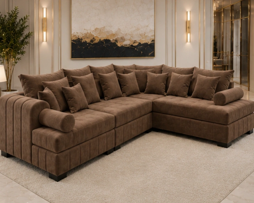 Lilly Family Comfort Sofa Lilly Brown 5 Seater Corner Sofa - Lilly Elegant Corner Sofa - Image 1