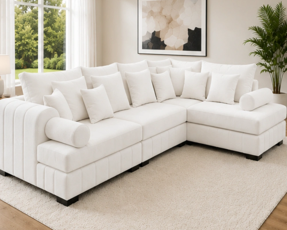 Lilly Majestic 4-Seater Sofa Lilly Modern 5 Seater Corner Sofa - White Lilly 5 Seater Corner Sofa - Image 1