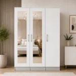Deluxe 3 Door Wardrobe with Hanging Space - Classic Three Door Bedroom Wardrobe with Twin Mirrors