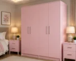 Modern Pink 4 Door Wardrobe – Stylish Bedroom Storage Cabinet