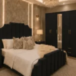 Double Bed Furniture Set - five Door Wardrobe With Four Drawer - Chest of Five Drawers With Two Bed Side Table