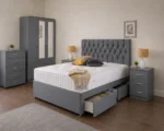 Contemporary Bedroom Furniture Set – Three Door Wardrobe with Dual Half Mirrors, Two Bottom Drawers - Image 4