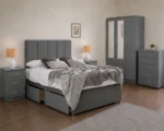 Storage Grey Bedroom Furniture Set - 3 Door Wardrobe with Drawer Bed, Bed Side tables & Chest of drawers - Image 3