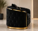 Madrid Black Velvet Armchair – Luxury Chesterfield Accent Chair with Gold Accents | UK - Image 5