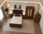 Classic Double Bed Furniture Set - four Door Wardrobe With Four Drawer - Chest of Five Drawers With Two Bed Side Table - Image 2