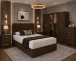Contemporary King Size Bedroom Set with 6 Door Mirror Wardrobe and Storage Bed - Bedside Table - Chest of Drawers - Image 4