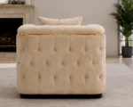 Madrid Beige Armchair – Luxury Chesterfield Accent Chair with Gold Accents | UK - Image 5