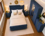 Luxury Double Bed Furniture Set – Five Door Wardrobe with Full Length Mirror & Four Bottom Drawers – Chest of Five Drawers with Two Bed Side Tables - Image 4