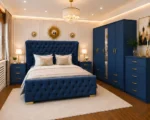 Luxury Double Bed Furniture Set – Five Door Wardrobe with Full Length Mirror & Four Bottom Drawers – Chest of Five Drawers with Two Bed Side Tables