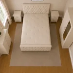 Wooden King Size Bed Furniture Set - Two Door Wardrobe With One Mirror - Chest of Five Drawers With Two Bed Side Table