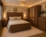 King Size Elegant Home Furniture Set with Four Door Wardrobe With Four Drawer - Chest of Five Drawers With Two Bed Side Table
