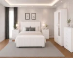 King Size Bed Bedroom Furniture Collection - Two Door Wardrobe With One Mirror - Chest of Five Drawers With Two Bed Side Table - Image 3