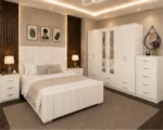 King Bed Furniture Set - Six Door Wardrobe With Four Drawer - Chest of Five Drawers With Two Bed Side Table - Image 5