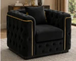 Madrid Black Armchair – Luxury Chesterfield Accent Chair with Gold Accents | UK - Image 4