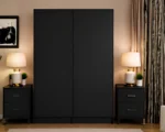 Black High Gloss 4 Door Wardrobe – Luxury Modern Bedroom Storage Cabinet - Image 4
