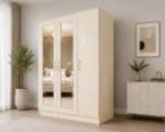Modern Cream 3 Door Mirrored Wardrobe – Elegant Bedroom Storage Cabinet - Image 3
