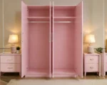 Modern Pink 4 Door Wardrobe – Stylish Bedroom Storage Cabinet - Image 4