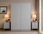 Modern Light Grey 4 Door Wardrobe – Spacious Bedroom Storage Cabinet - Image 4