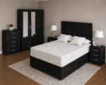 Deluxe Double Bed Bedroom Set - three Door Wardrobe With Four Drawer - Chest of Five Drawers With Two Bed Side Table - Image 2
