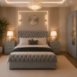 Modern Home Bedroom Furniture - Double Bed - Two Door Mirror Wardrobe - Five Drawer Chest - Two Bedside Cabinets