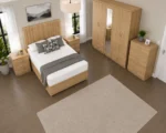 Elegant Bedroom Furniture Bundle - Four Door Mirror Wardrobe With Four Bottom Drawers - Chest of Five Drawers - Double Bed - Image 4