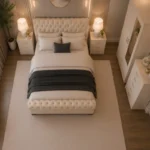 Bedroom Furniture Bundle - Double Bed - Two Door Mirror Wardrobe - Five Drawer Chest - Two Bedside Tables