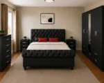 Complete Double Bed Furniture Package - five Door Wardrobe With Four Drawer - Chest of Five Drawers With Two Bed Side Table - Image 2