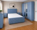 Premium Wooden Double Bed Set - Six Door Wardrobe With Four Drawer - Chest of Five Drawers With Two Bed Side Table