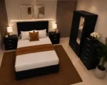 Premium Double Bed Collection - 2 Door Mirror Wardrobe With Bottom Drawer - Five Drawer Chest - Two Bedside Tables - Image 5