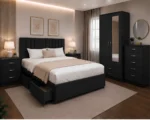 Complete Home Furniture Set - Double Bed - 2 Door Mirror Wardrobe - Chest of Five Drawers - Two Bedside Tables - Image 4