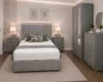 Stylish Double Bed Furniture Set - 2 Door Wardrobe With Full Length Mirror - Five Drawer Chest - Two Bedside Tables